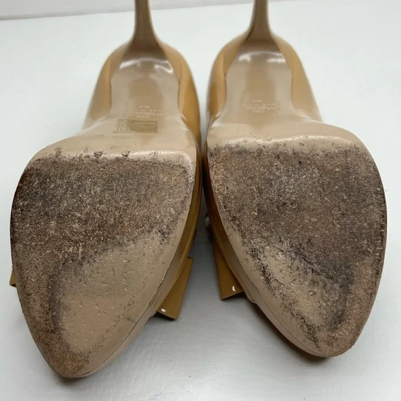 Valentino Garavani bow Nude patent platform pumps Size 37/ 7 EXCELLENT - Picture 6 of 9